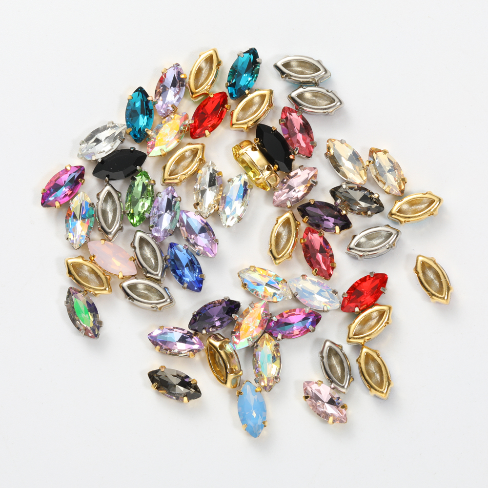Embroidery Glass Beads - 7x15mm Needlework Parts Sewing Accessories Navette
