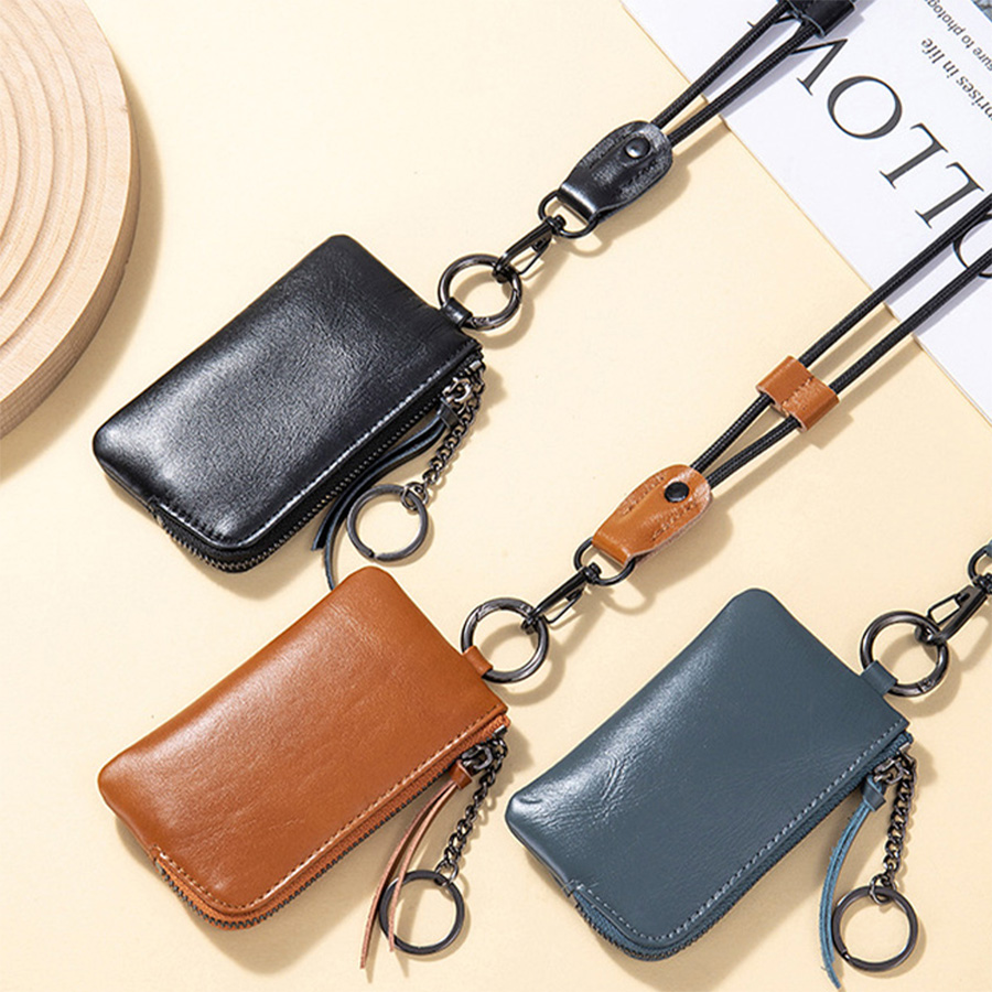 Embroidery Wallet - WERLLANDS PU Leather Lanyard Multi-Color Zipper
