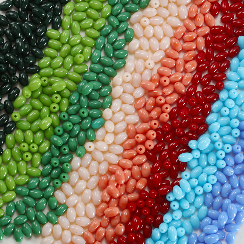Embroidery Glass Beads - 4x6mm Oval Porcelain Smooth Rice Grains