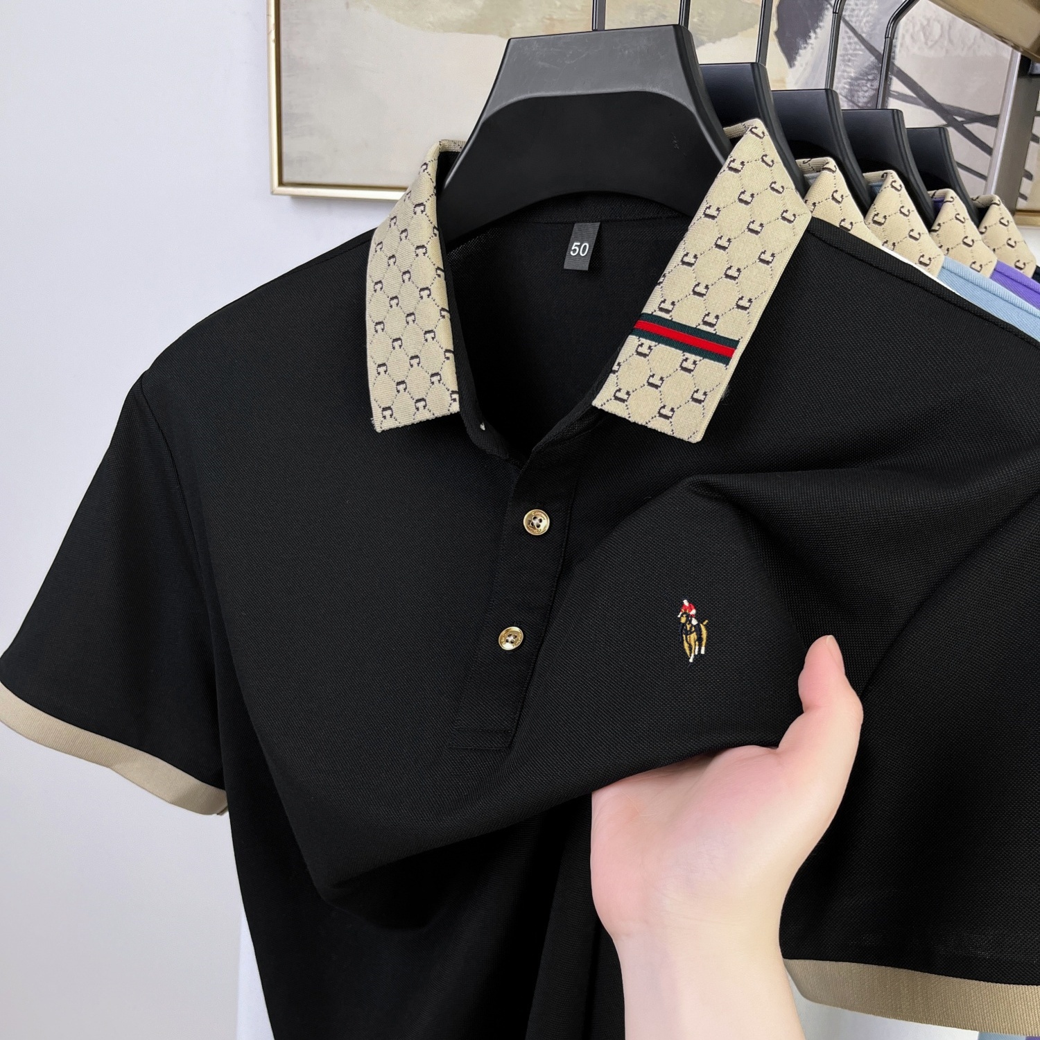 Embroidery Premium - Men's Cotton Quick-dry Summer Premium Collar
