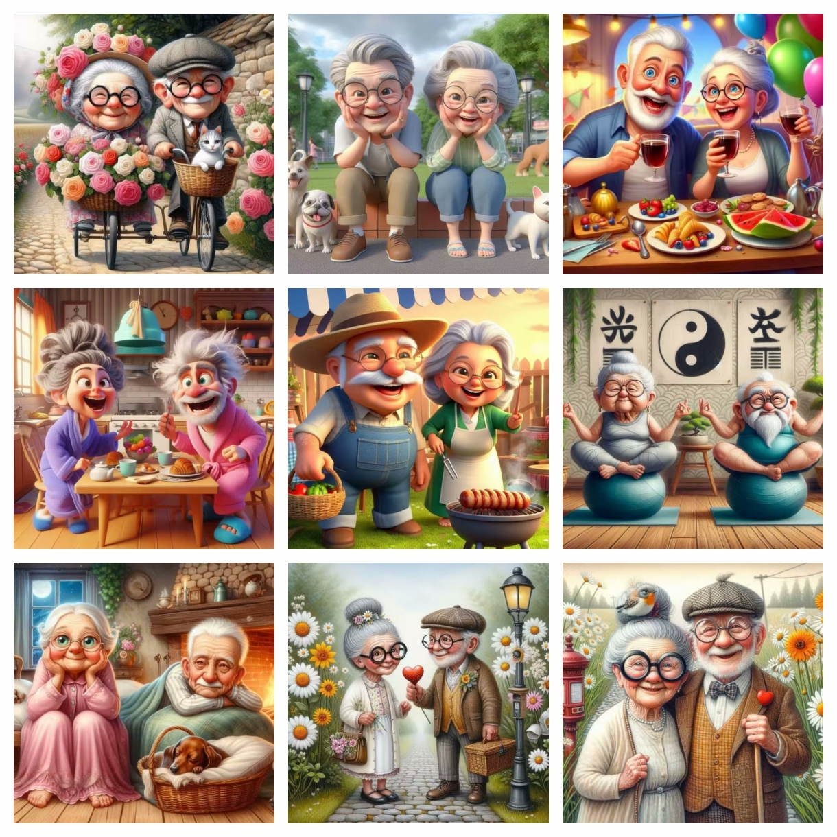 Cartoon Happy Old Couple 5D Fu - огляд і ціна Embroidery Handicraft