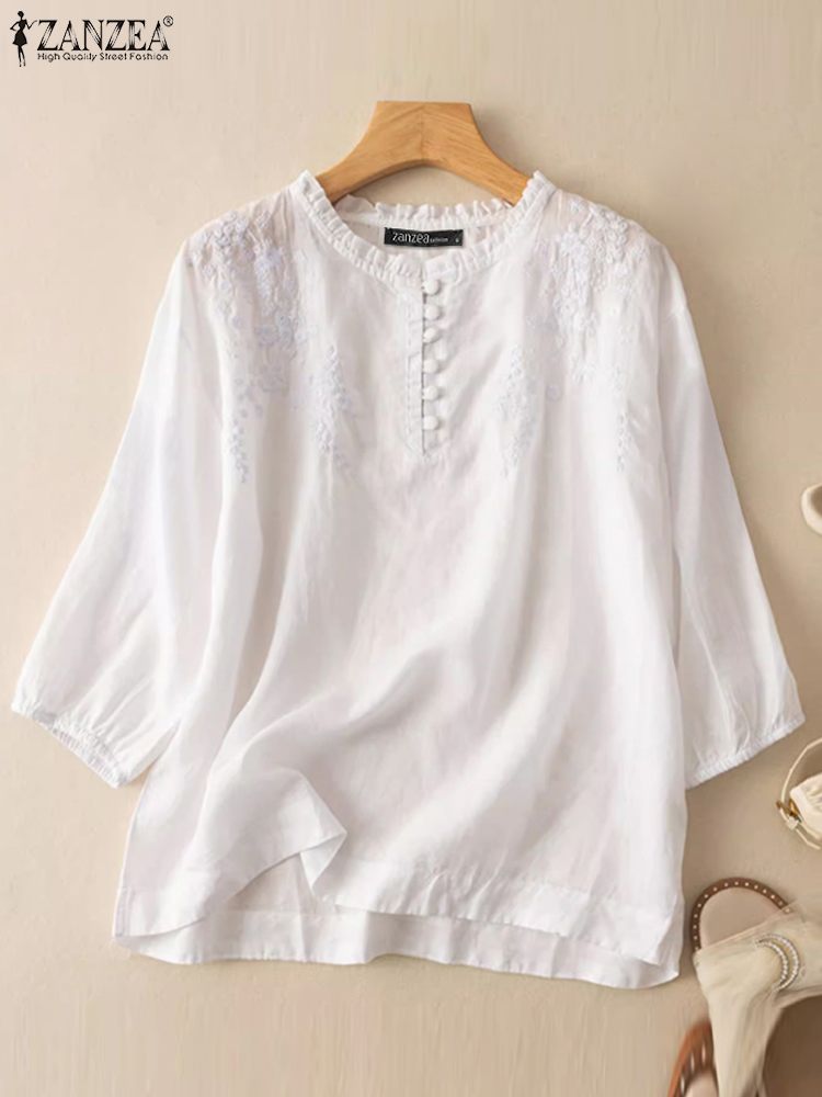 ZANZEA Summer Vintage Shirts E - огляд і ціна Embroidery Class