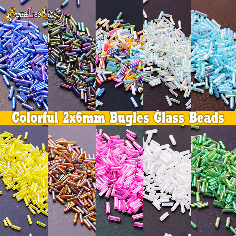 5g 2x6mm Colorful Bugles Glass - огляд і ціна Embroidery Glass Beads