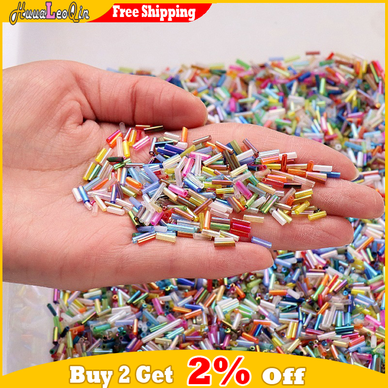 5g 2x6mm Colorful Bugles Glass - огляд і ціна Embroidery Glass Beads