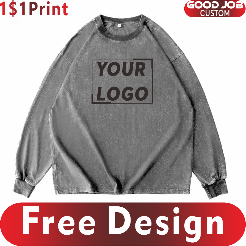 Custom T-shirts Vintage Long S - огляд і ціна Embroidery Design Logo